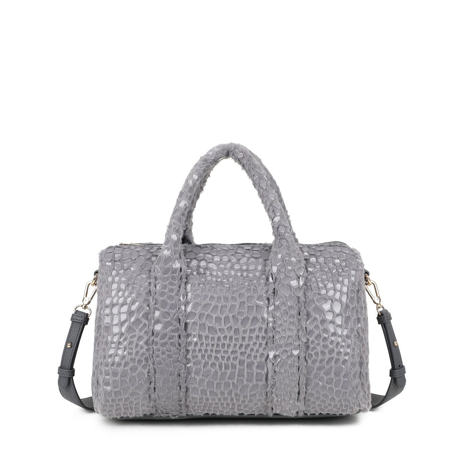 Sac bandoulière avec fourrure et vernis