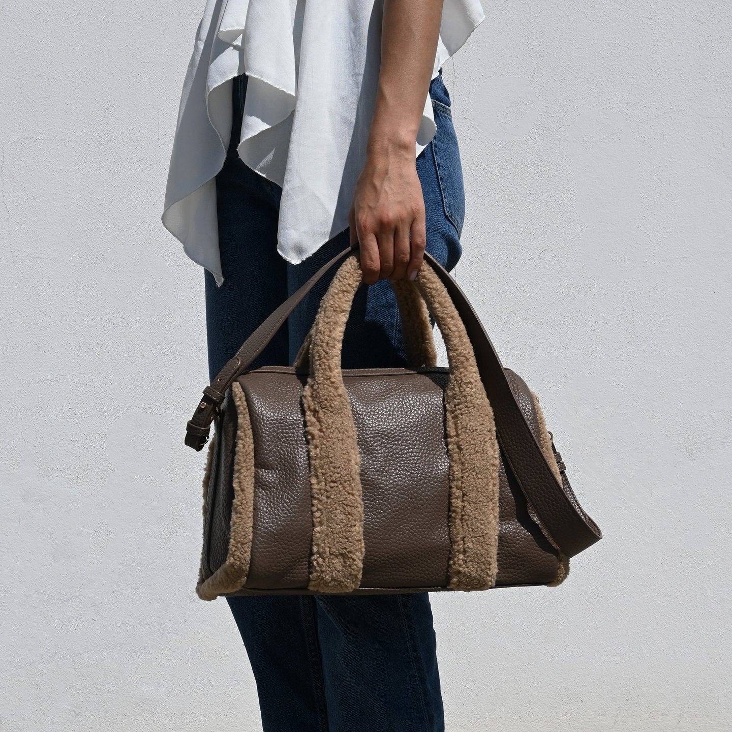 Sac bandoulière avec fourrure