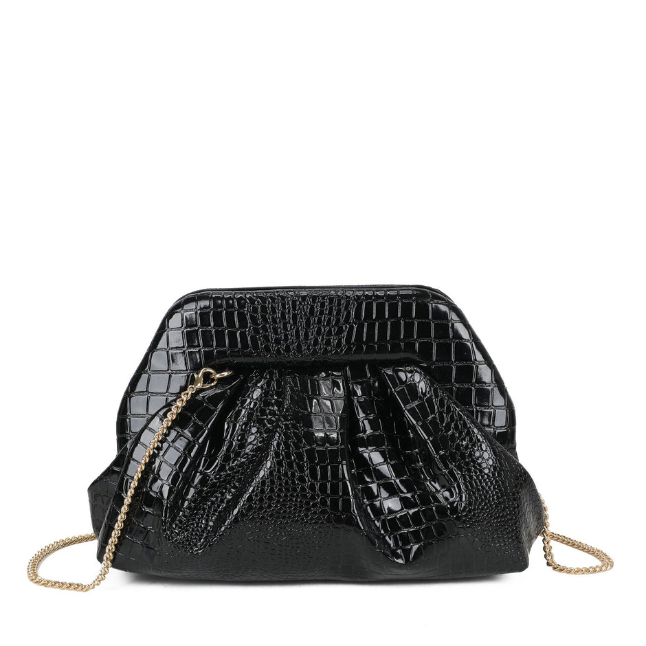 Sac bandoulière en croco et vernis