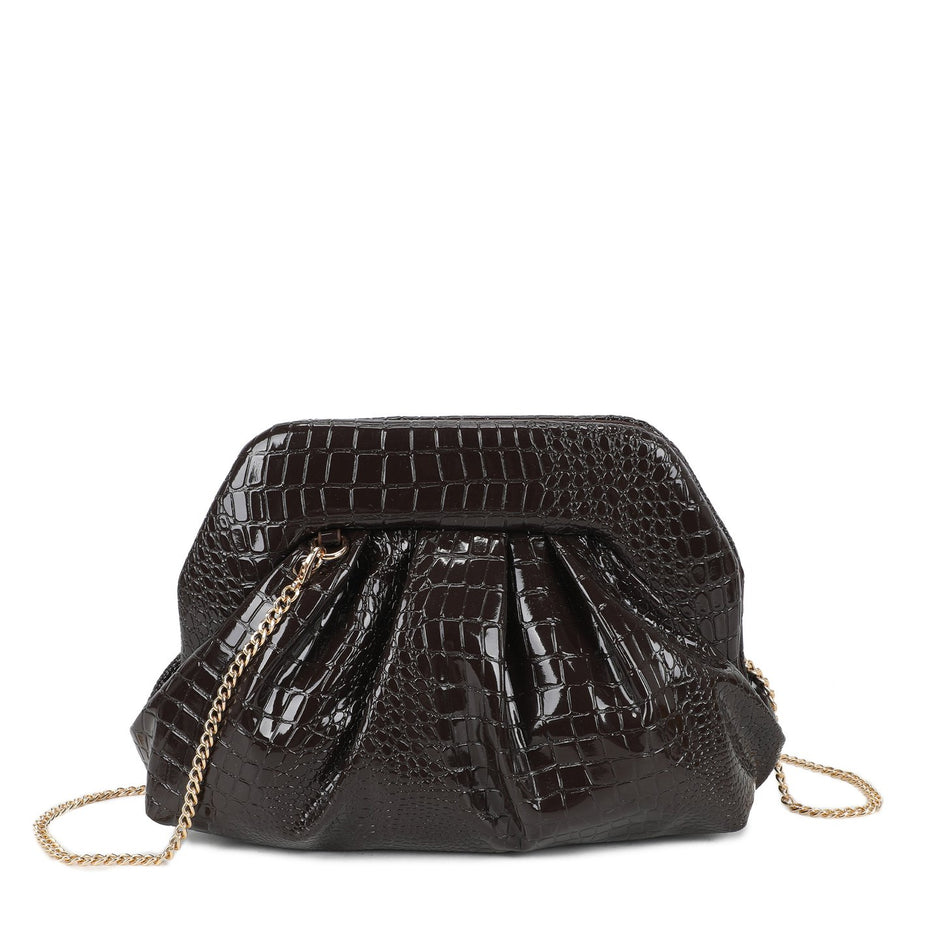 Sac bandoulière en croco et vernis