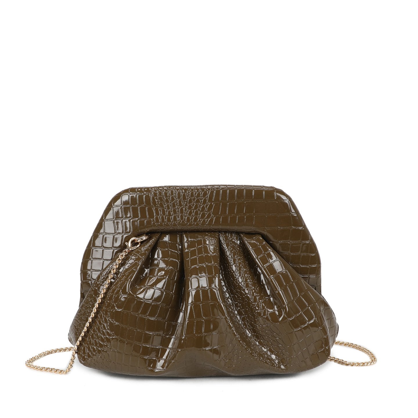 Sac bandoulière en croco et vernis