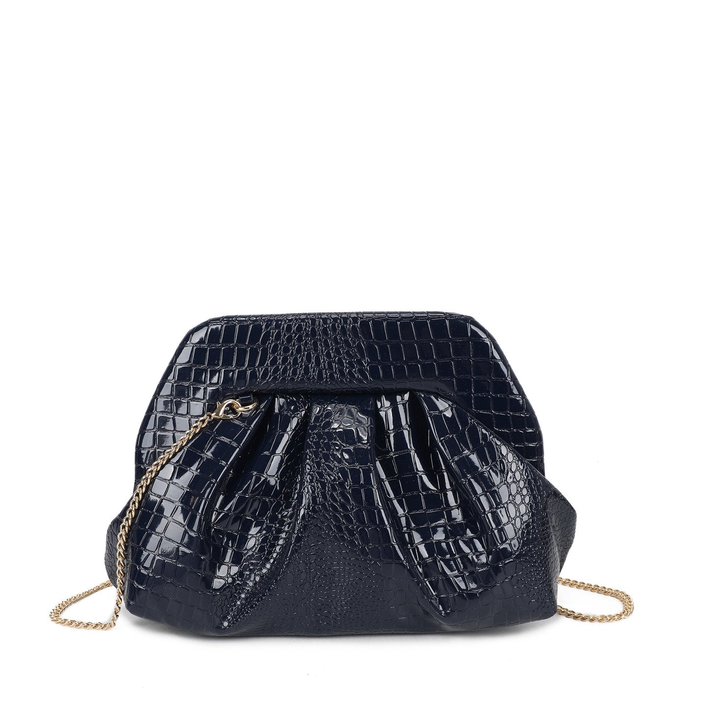 Sac bandoulière en croco et vernis
