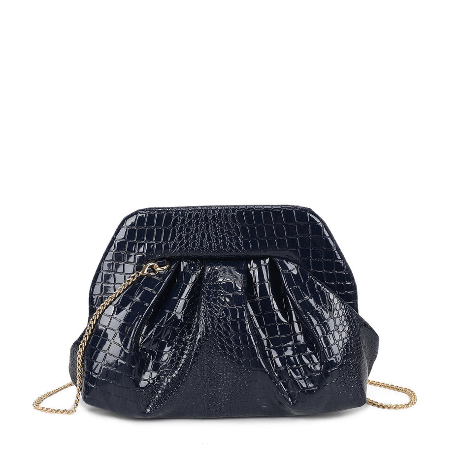 Sac bandoulière en croco et vernis