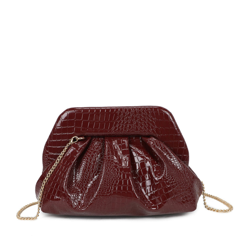 Sac bandoulière en croco et vernis