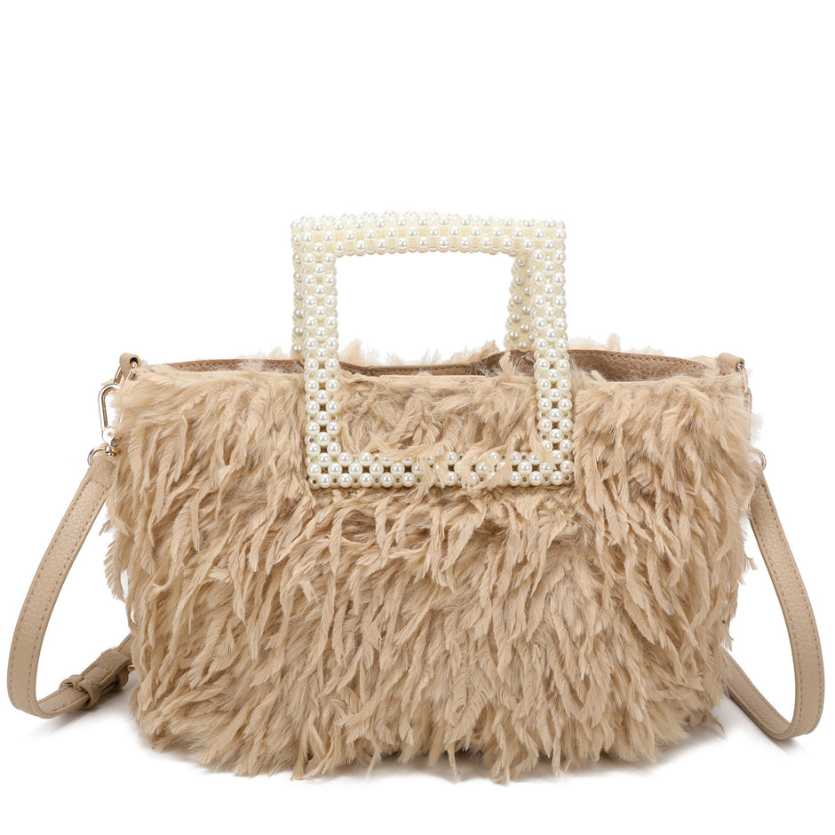 Sac shopper avec anse en perles