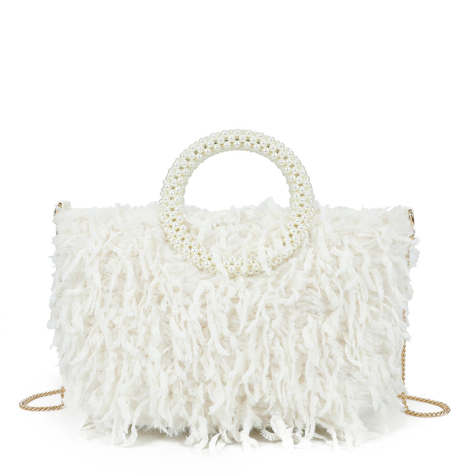 Sac shopper avec anse en perles