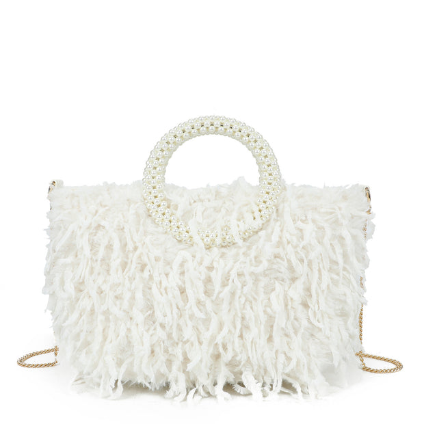 Sac shopper avec anse en perles