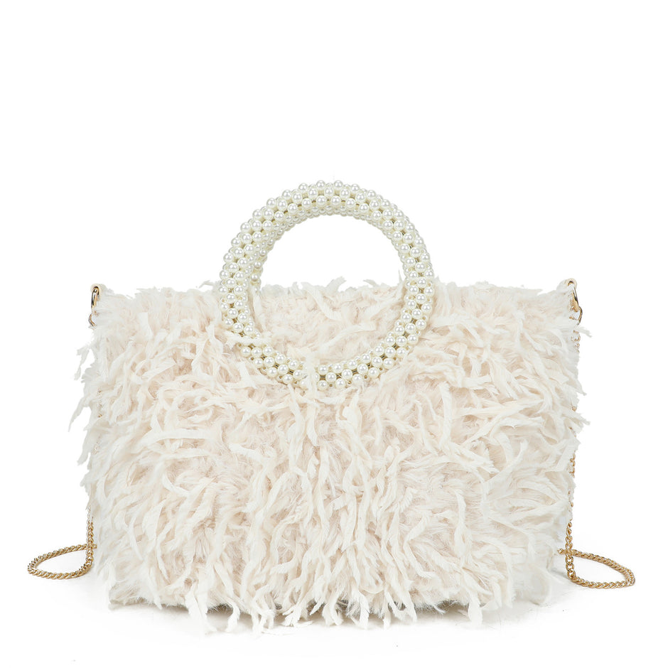 Sac shopper avec anse en perles