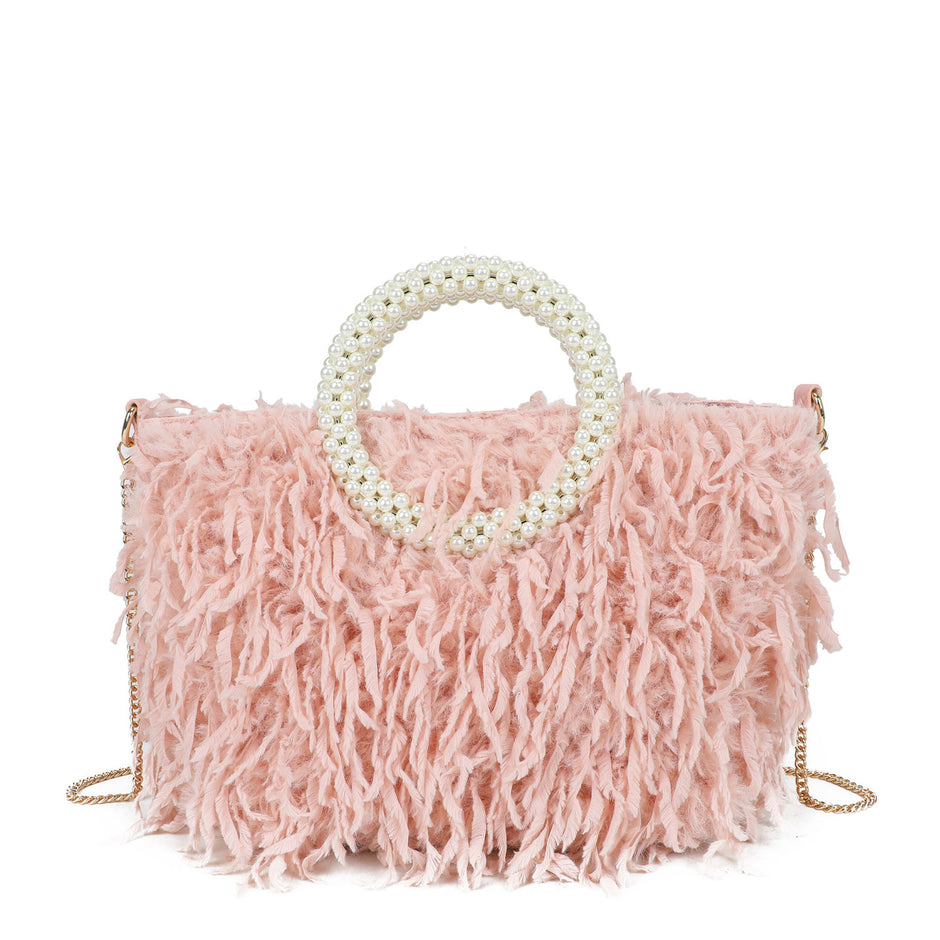 Sac shopper avec anse en perles