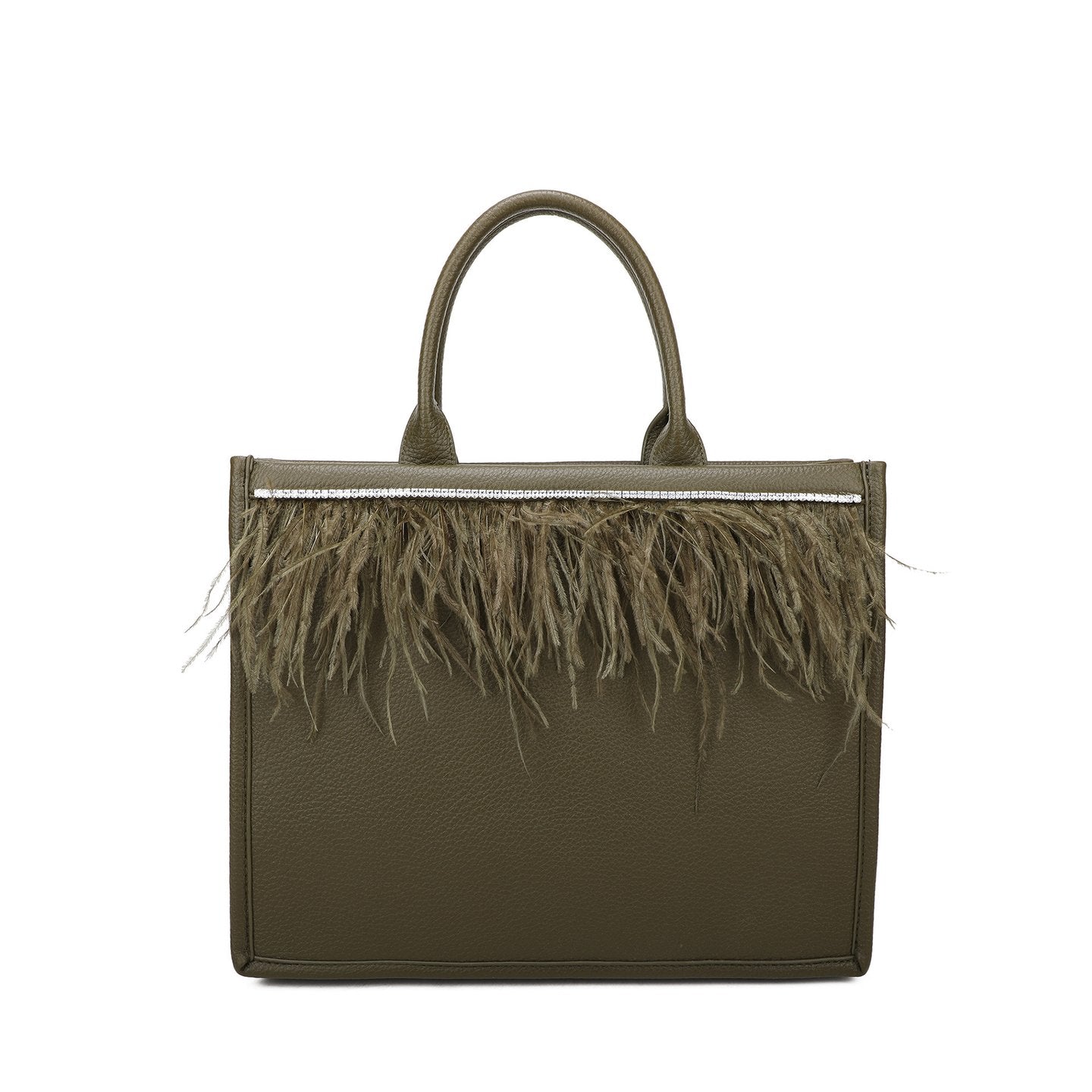 Sac Shopper avec brillants et plumes