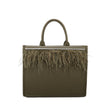 Sac Shopper avec brillants et plumes