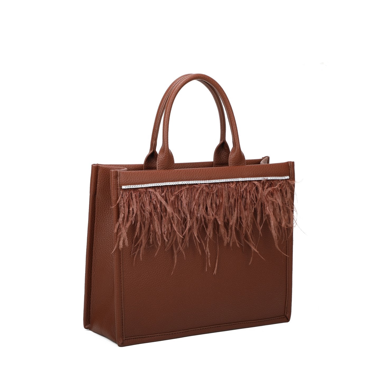 Sac Shopper avec brillants et plumes