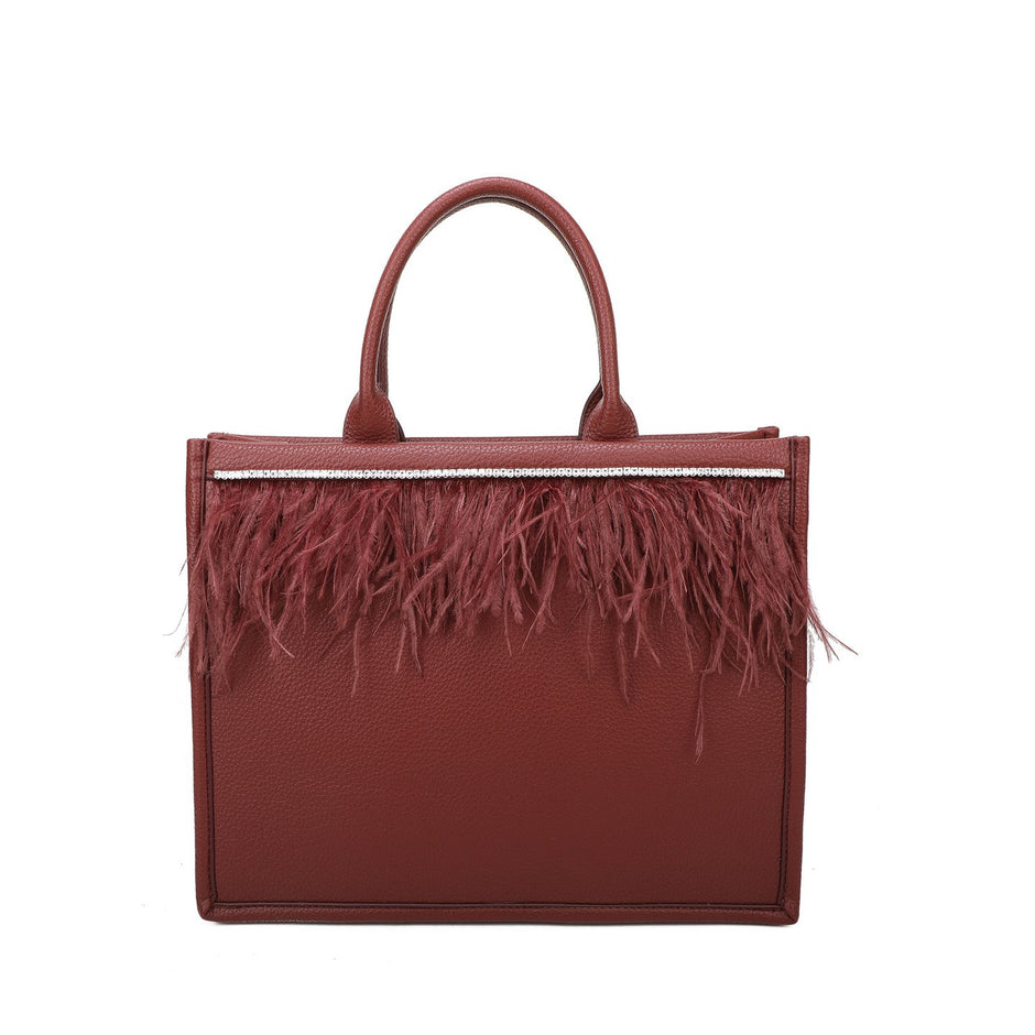 Sac Shopper avec brillants et plumes