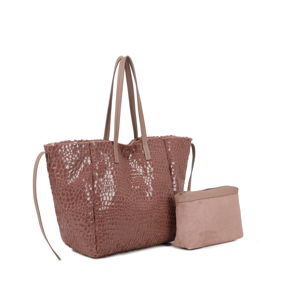 Sac Shopper avec fourrure et vernis