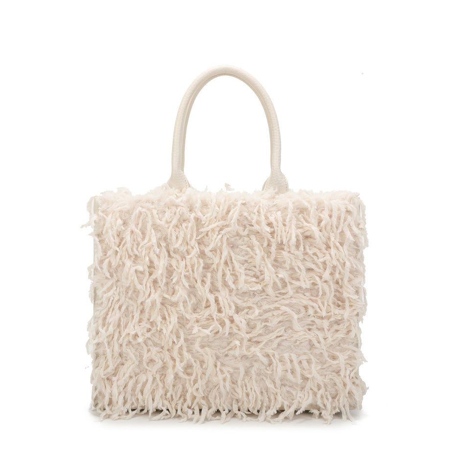 Sac Shopper avec poils et plumes