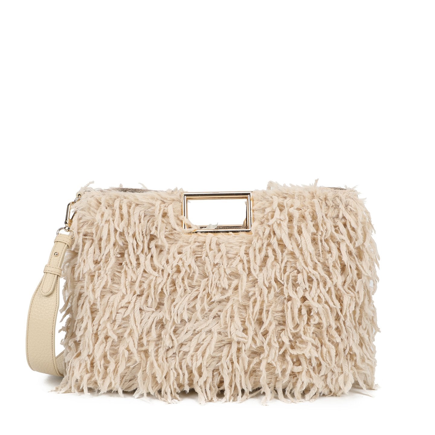 Sac Shopper avec poils et plumes