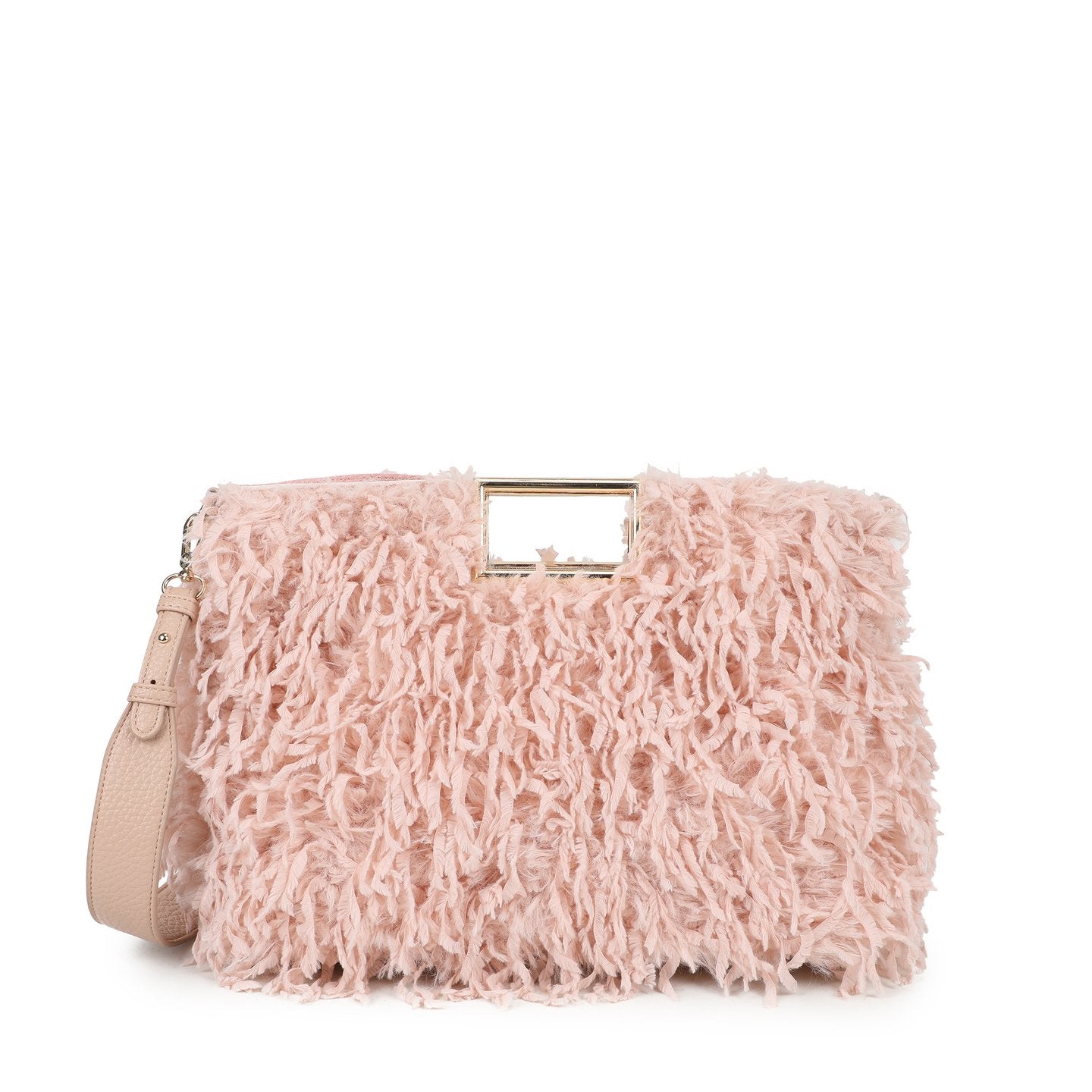 Sac Shopper avec poils et plumes