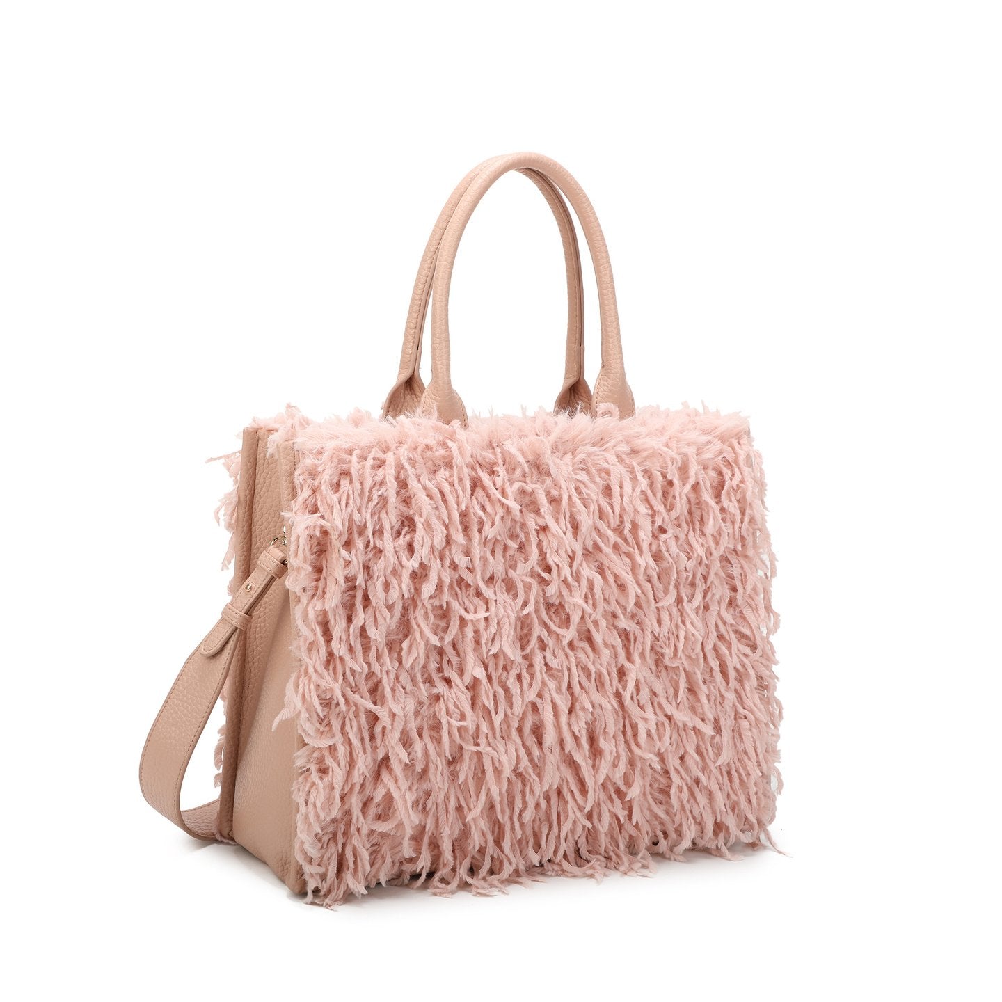 Sac Shopper avec poils et plumes