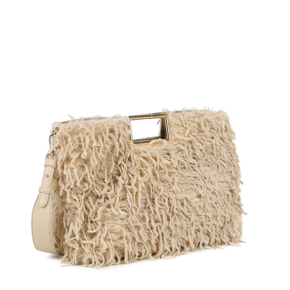 Sac Shopper avec poils et plumes