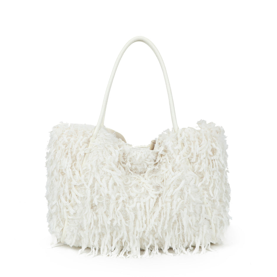 Sac shopper en fourrure avec anse longue