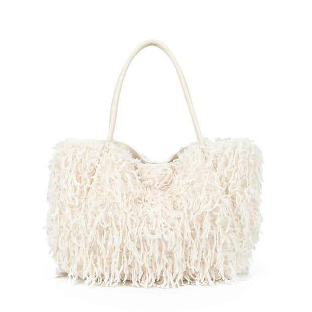 Sac shopper en fourrure avec anse longue