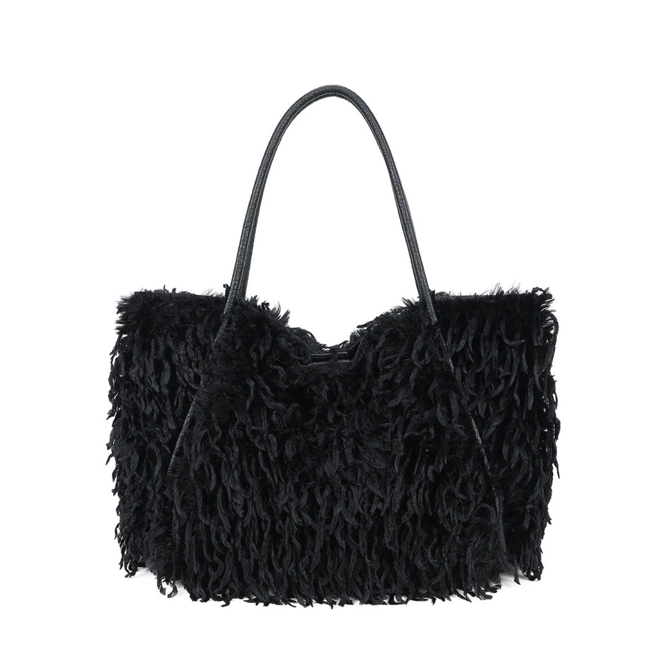 Sac shopper en fourrure avec anse longue