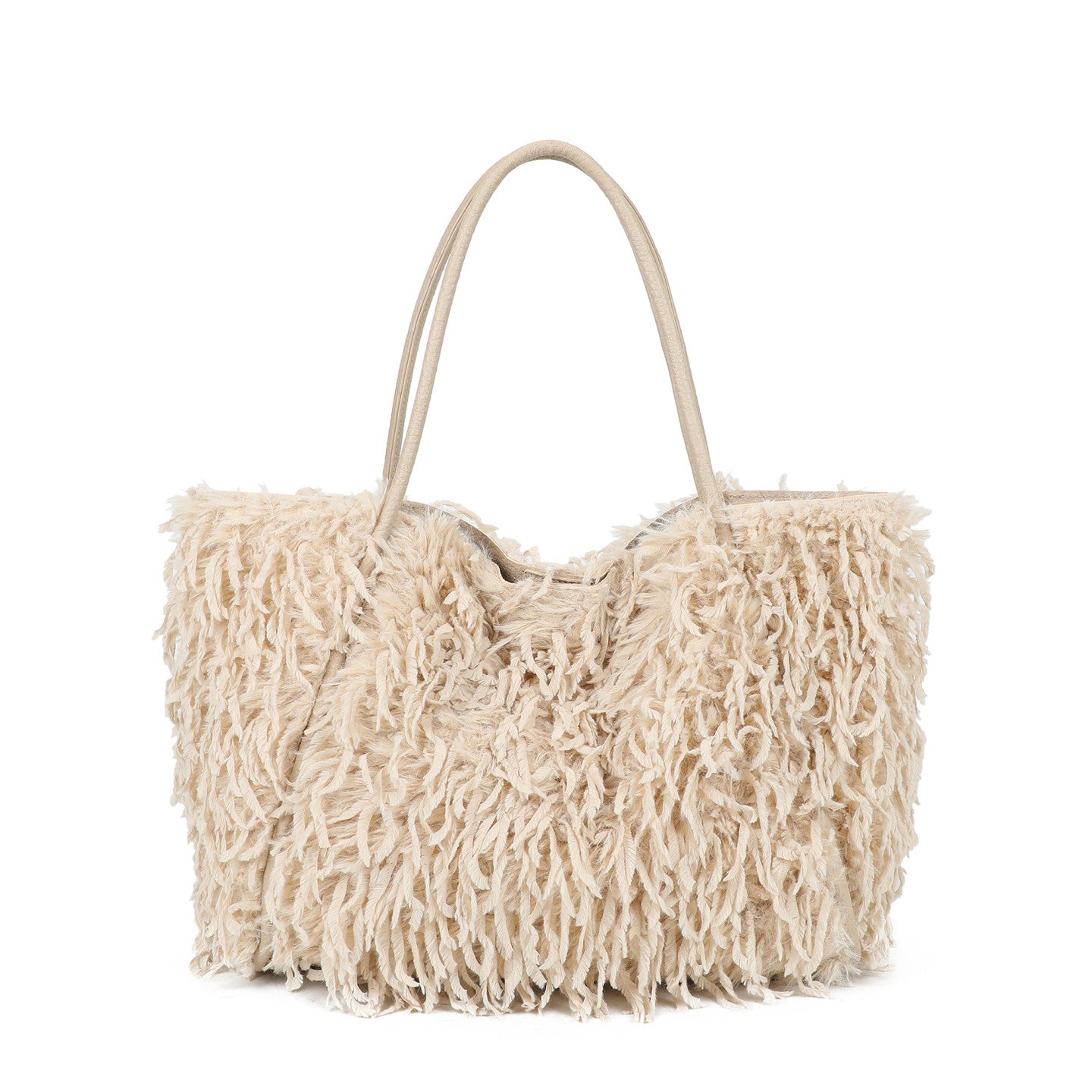 Sac shopper en fourrure avec anse longue