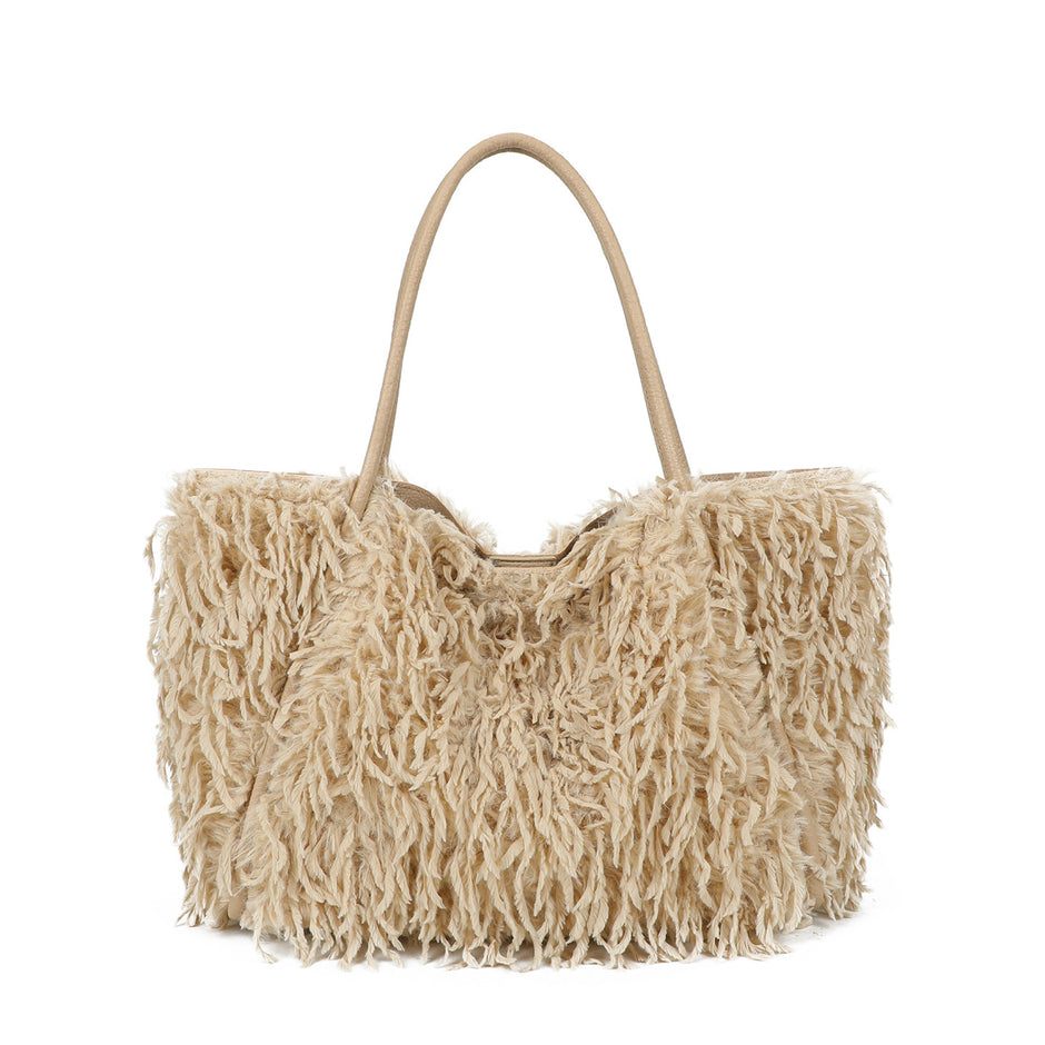 Sac shopper en fourrure avec anse longue