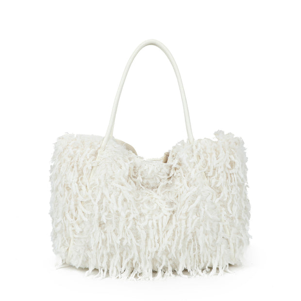 Sac shopper en fourrure avec anse longue