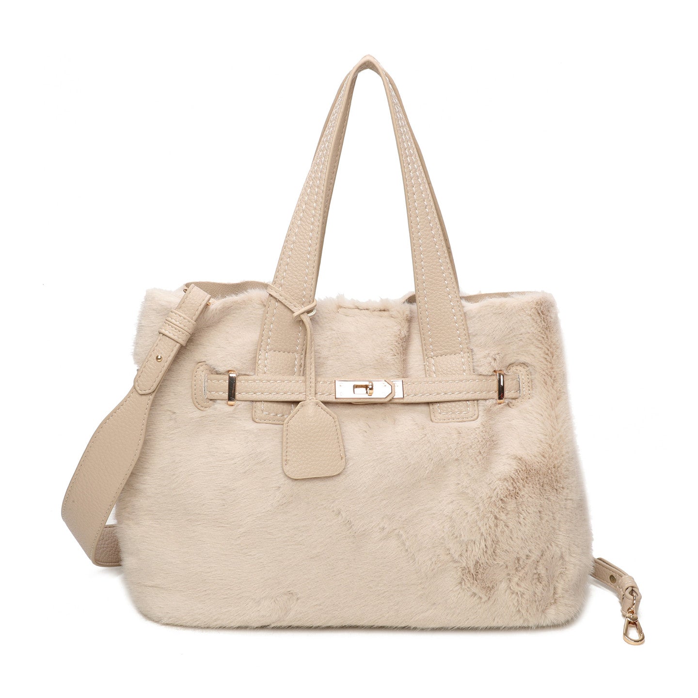 Sac shopper en fourrure avec boucle