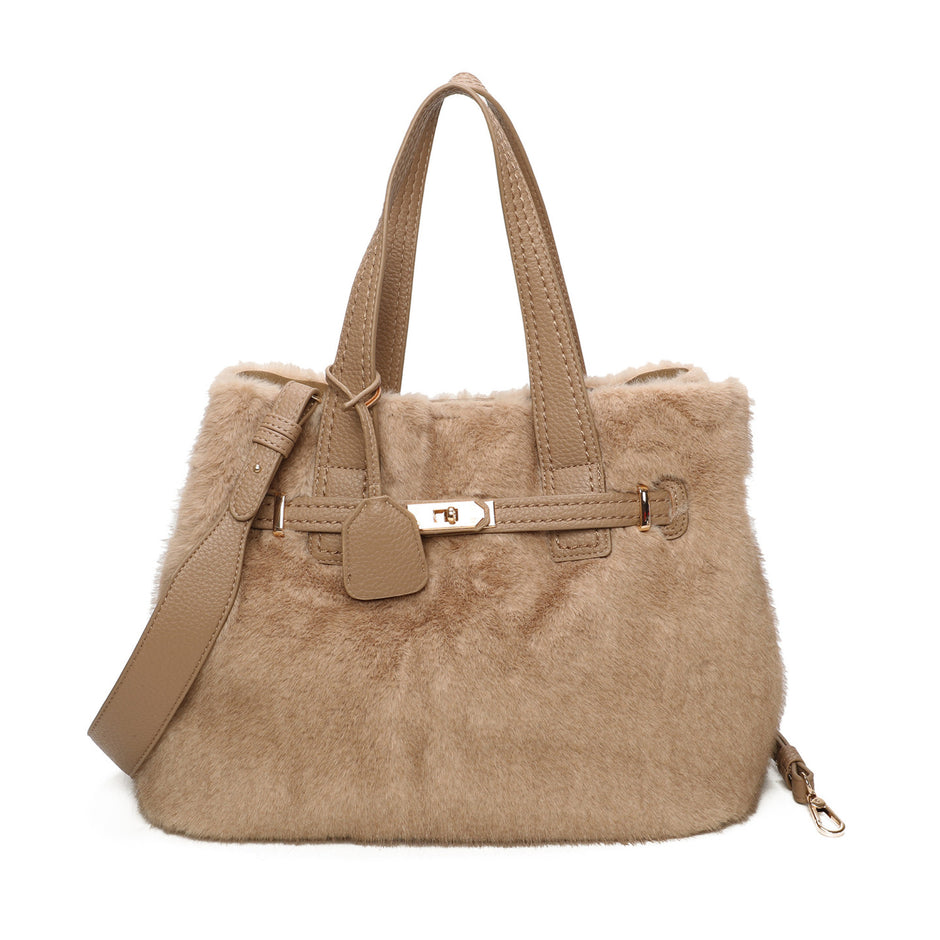 Sac shopper en fourrure avec boucle
