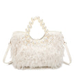 Sac shopper en fourrure et perles