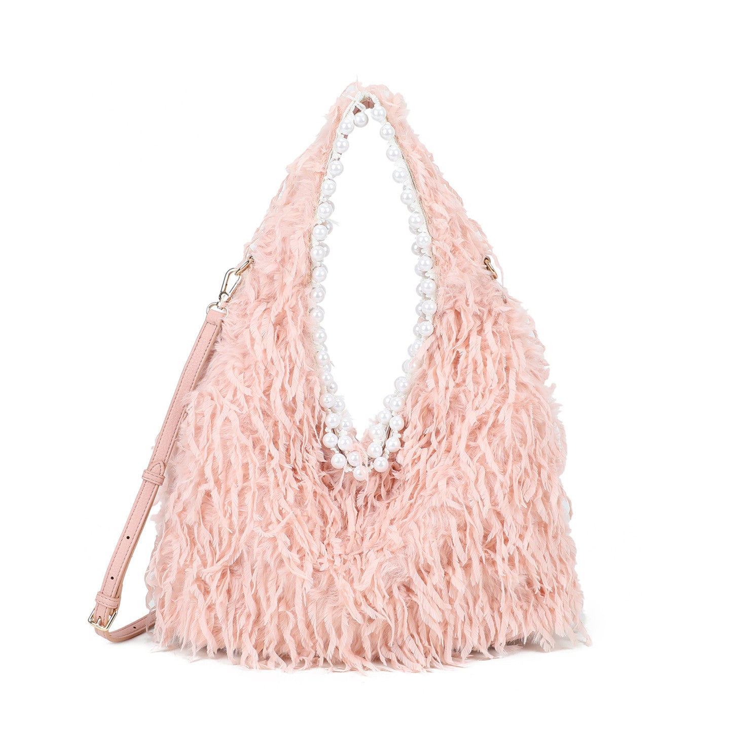 Sac shopper en fourrure et perles