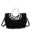 Sac shopper en fourrure et perles