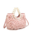 Sac shopper en fourrure et perles