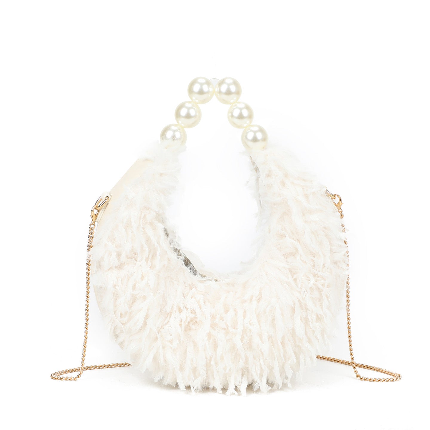 Sac shopper en fourrure et perles