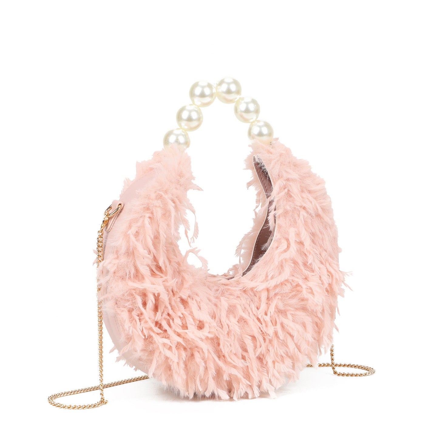 Sac shopper en fourrure et perles