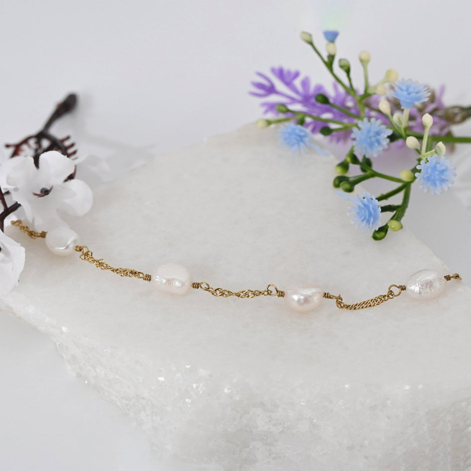 Bracelet Alba en acier mince perles