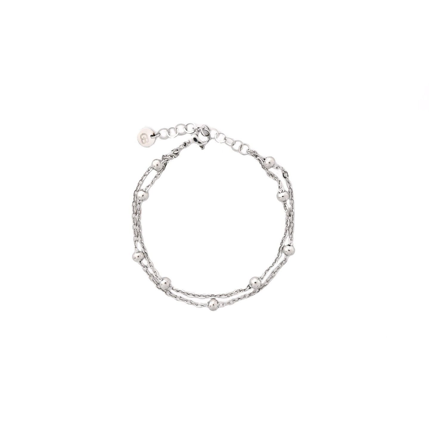 Bracelet Alba en acier à double maille et à pois