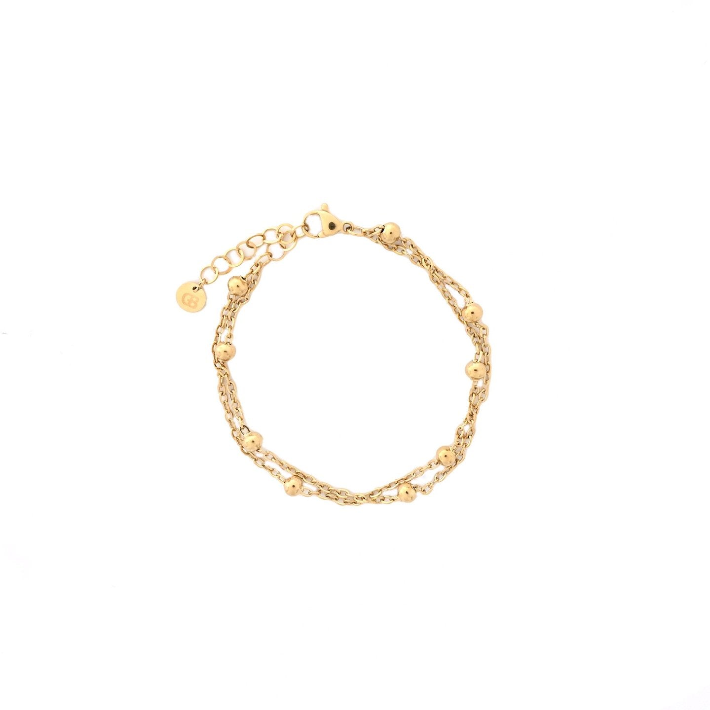 Bracelet Alba en acier à double maille et à pois