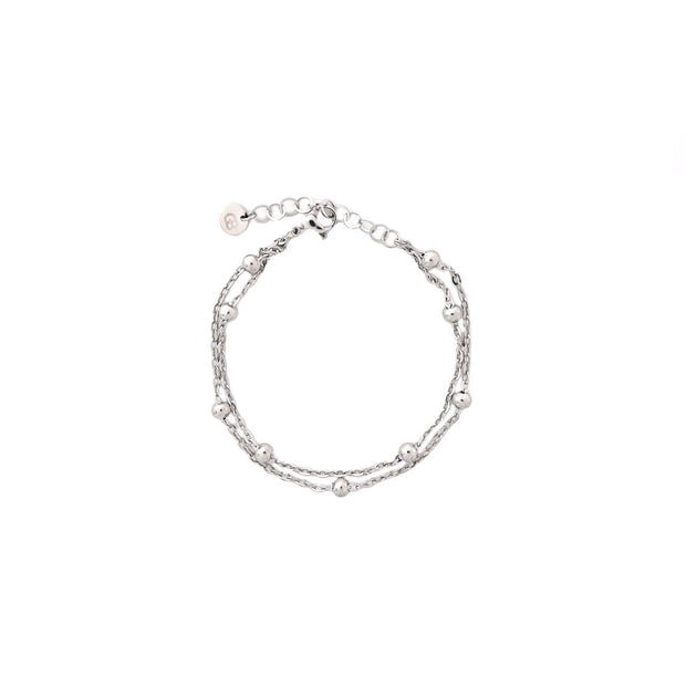 Bracelet Alba en acier à double maille et à pois