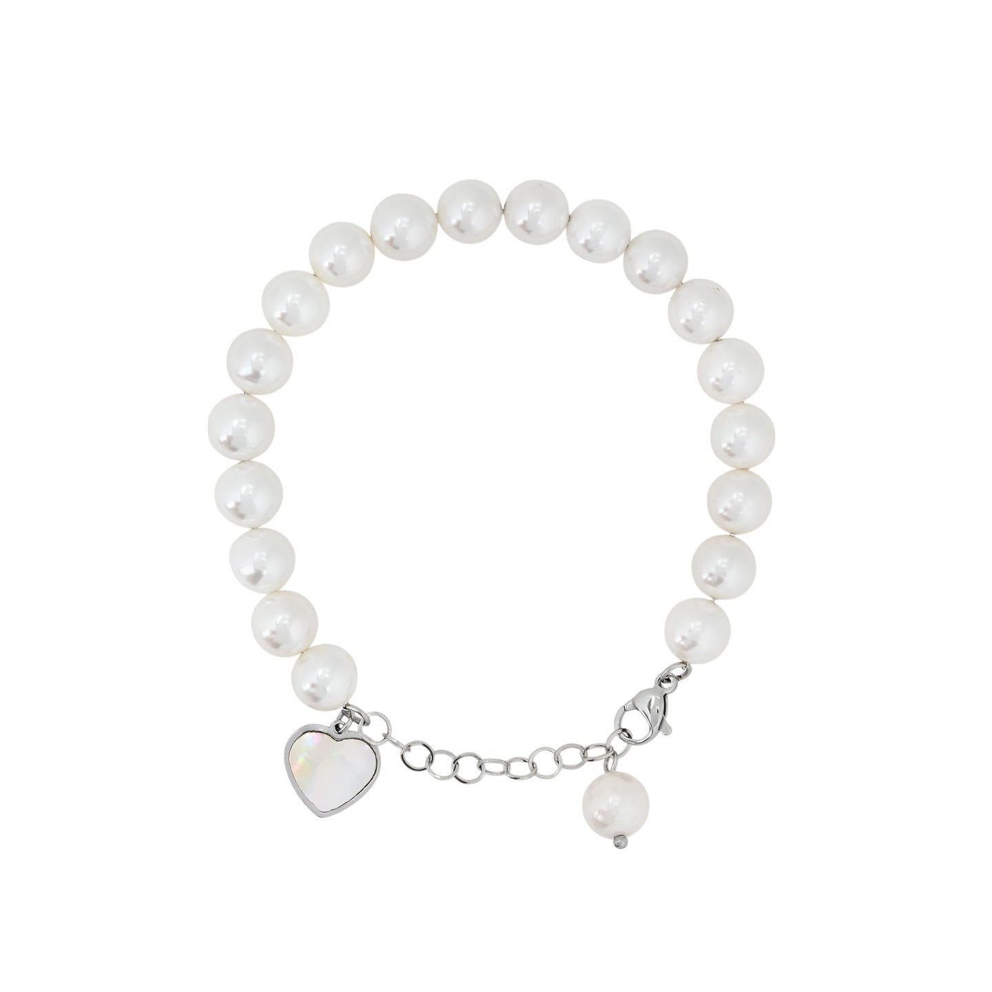 Bracelet Esmée acier coeur avec nacre