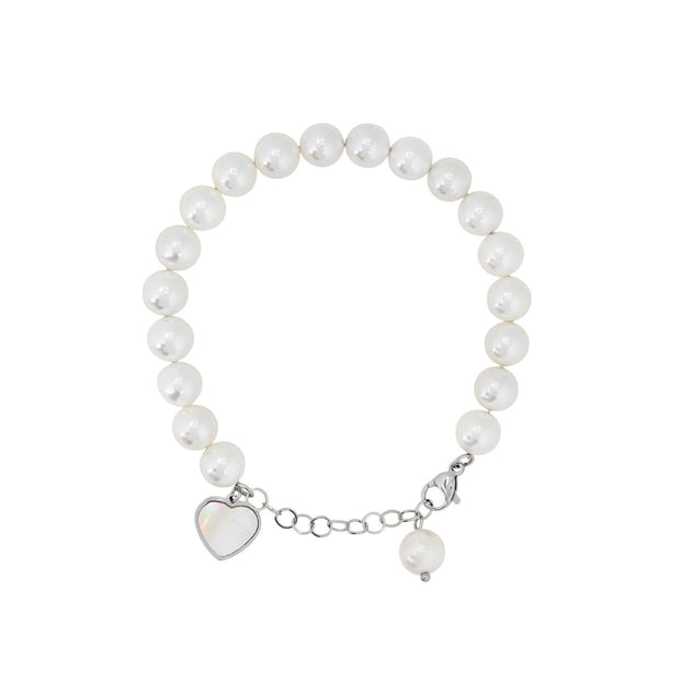 Bracelet Esmée acier coeur avec nacre