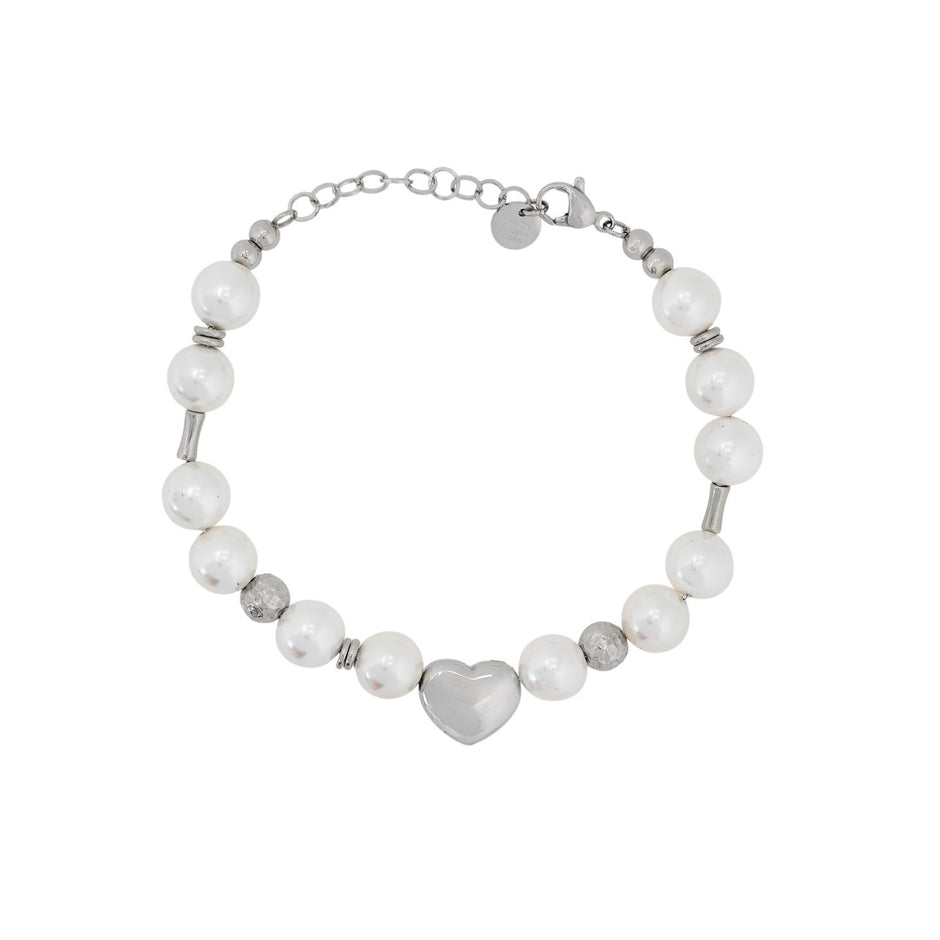 Bracelet Esmée en acier perlé avec coeur