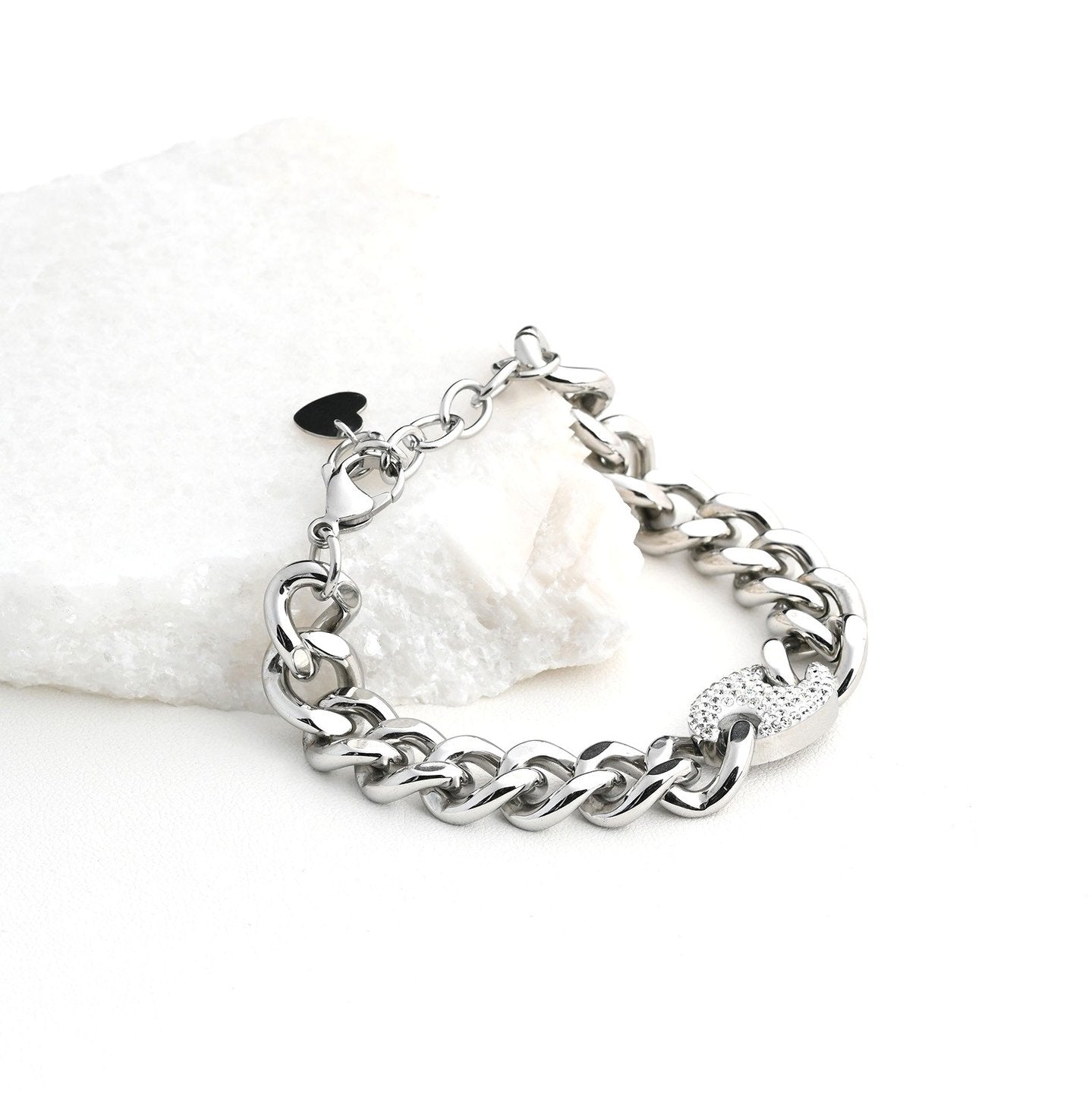 Bracelet Esmée acier maille et brilliants