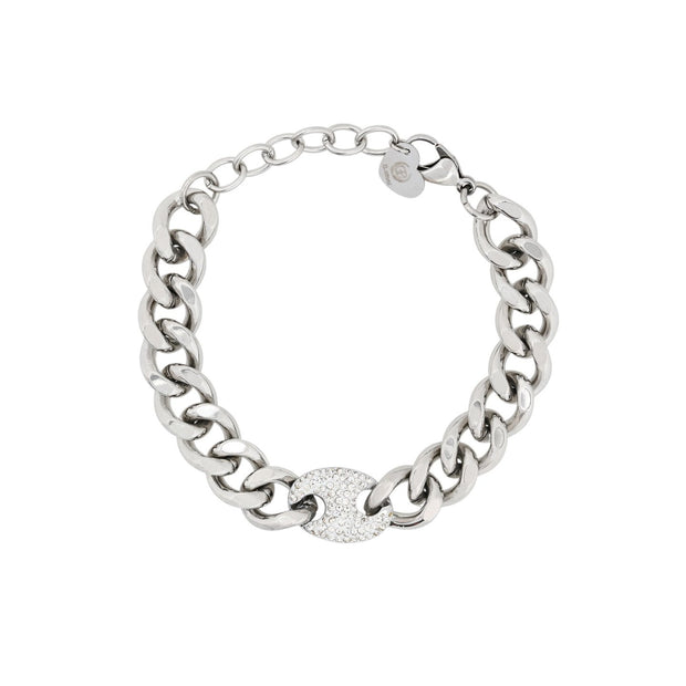 Bracelet Esmée acier maille et brilliants