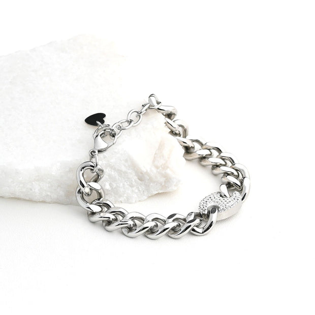 Bracelet Esmée acier maille et brilliants