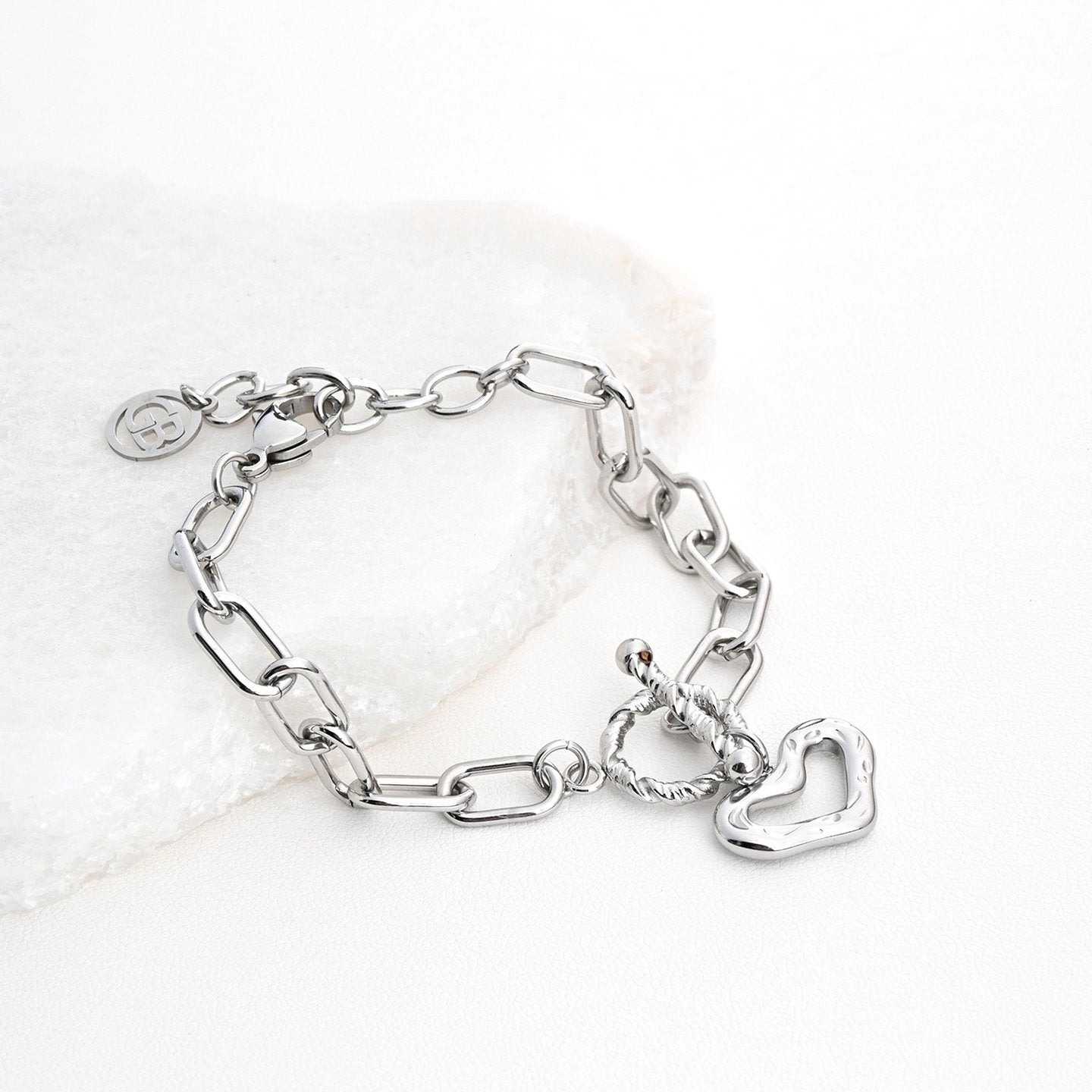 Bracelet Esmée en acier liens avec cœur