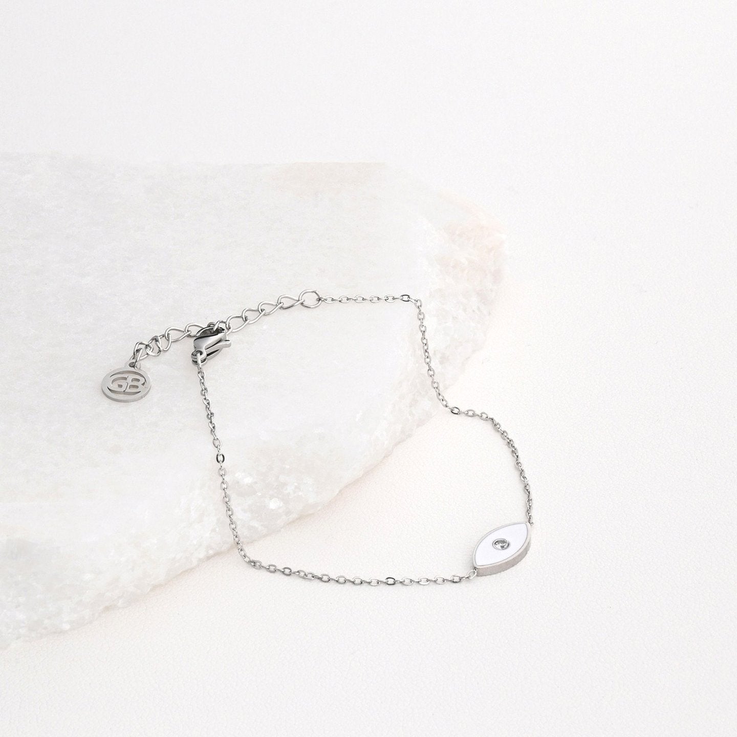 Bracelet Alba en acier œil blanche