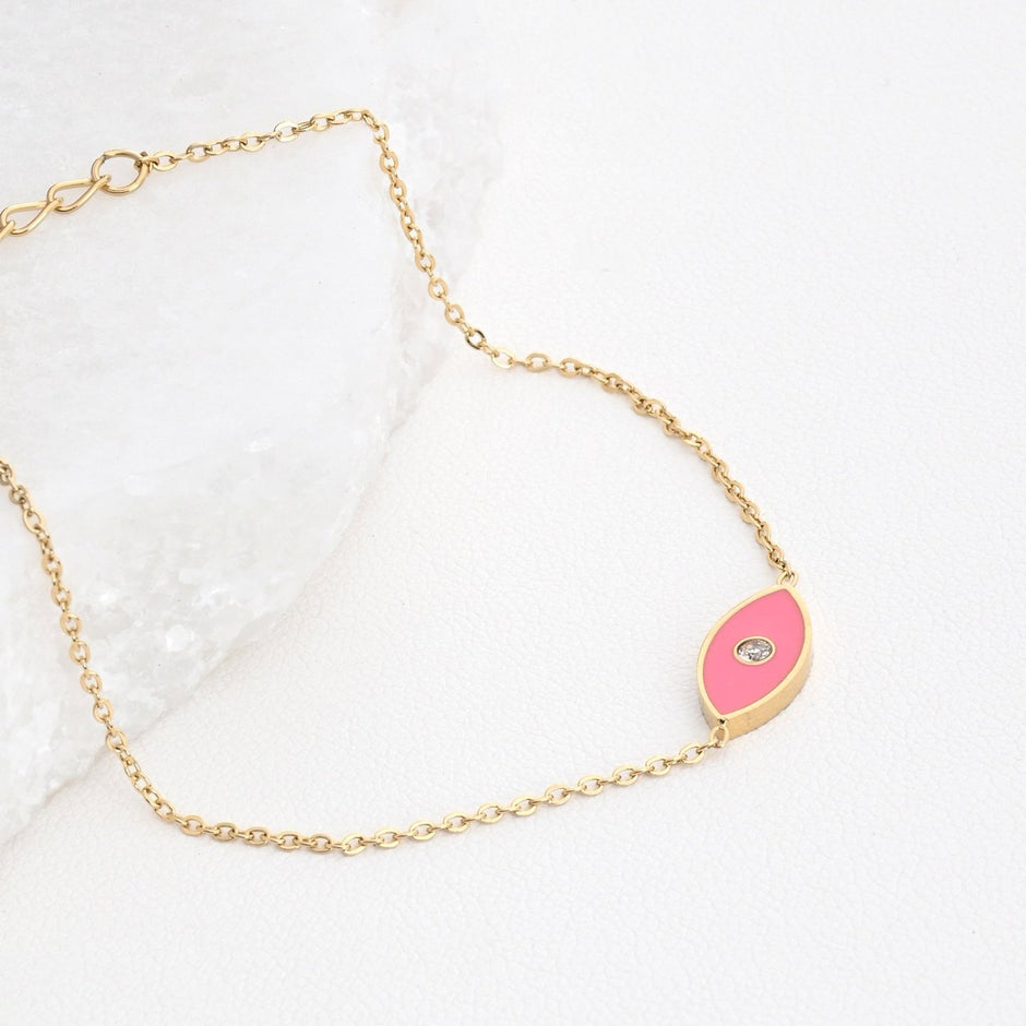 Bracelet Alba en acier œil rose